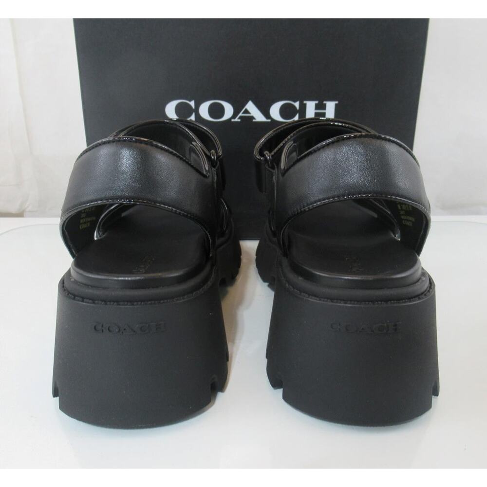 Coach Size 7.5 Brynn Platform Double Strap Sandal Chunky Lug Platform Black - Picture 7 of 11